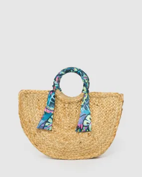 Natural Versonia Scarf Straw Tote Bag