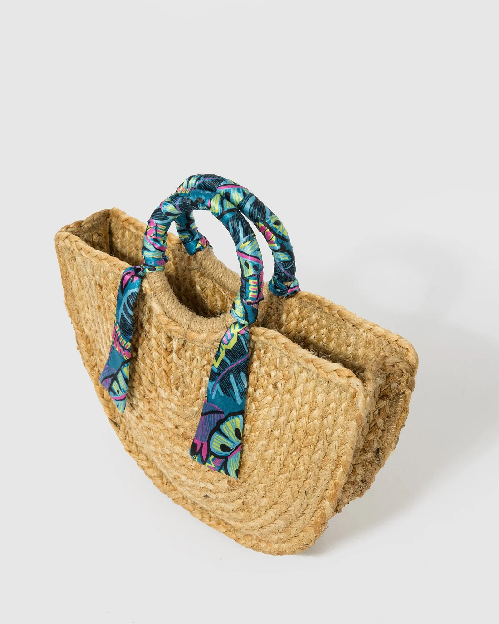 Natural Versonia Scarf Straw Tote Bag