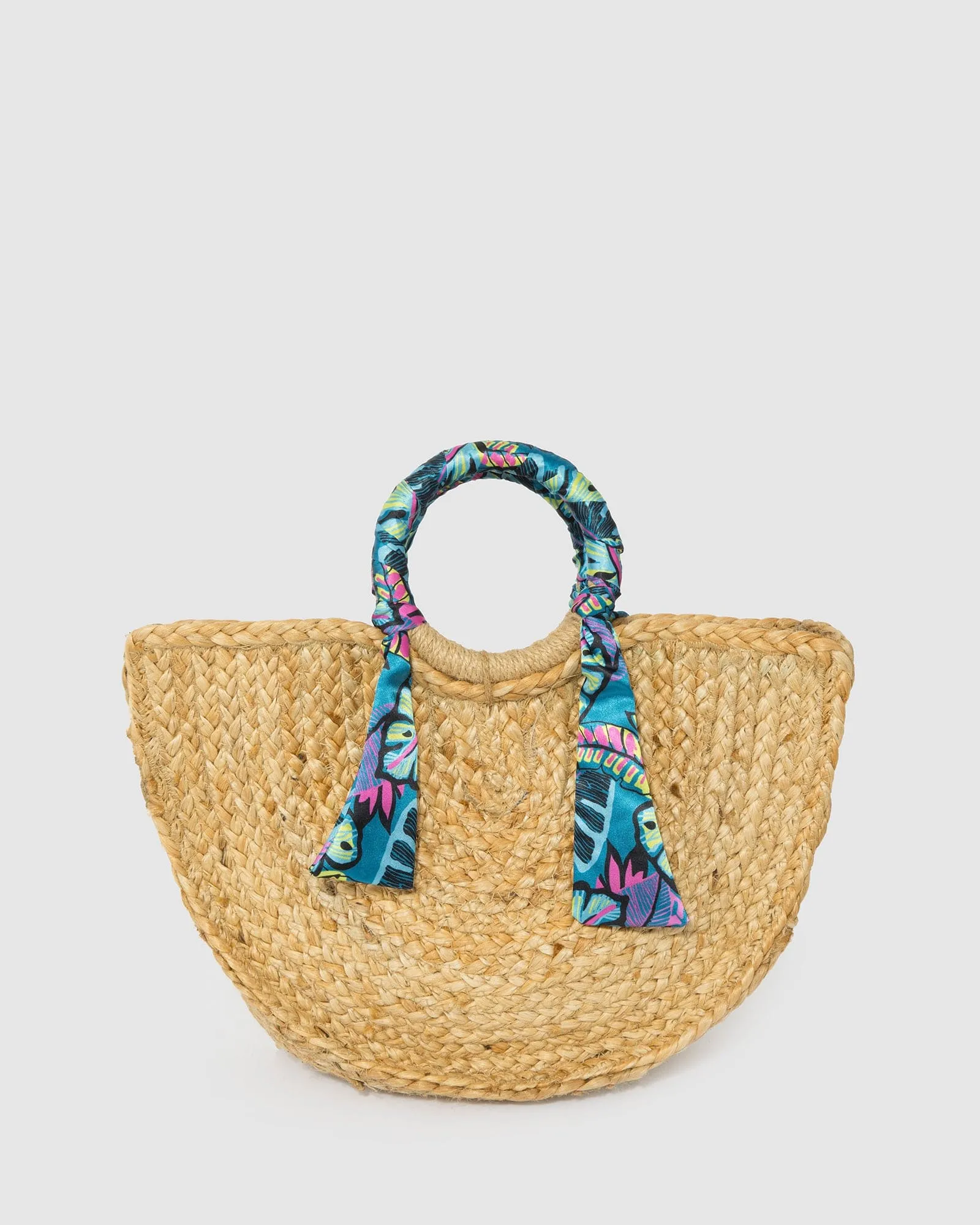 Natural Versonia Scarf Straw Tote Bag