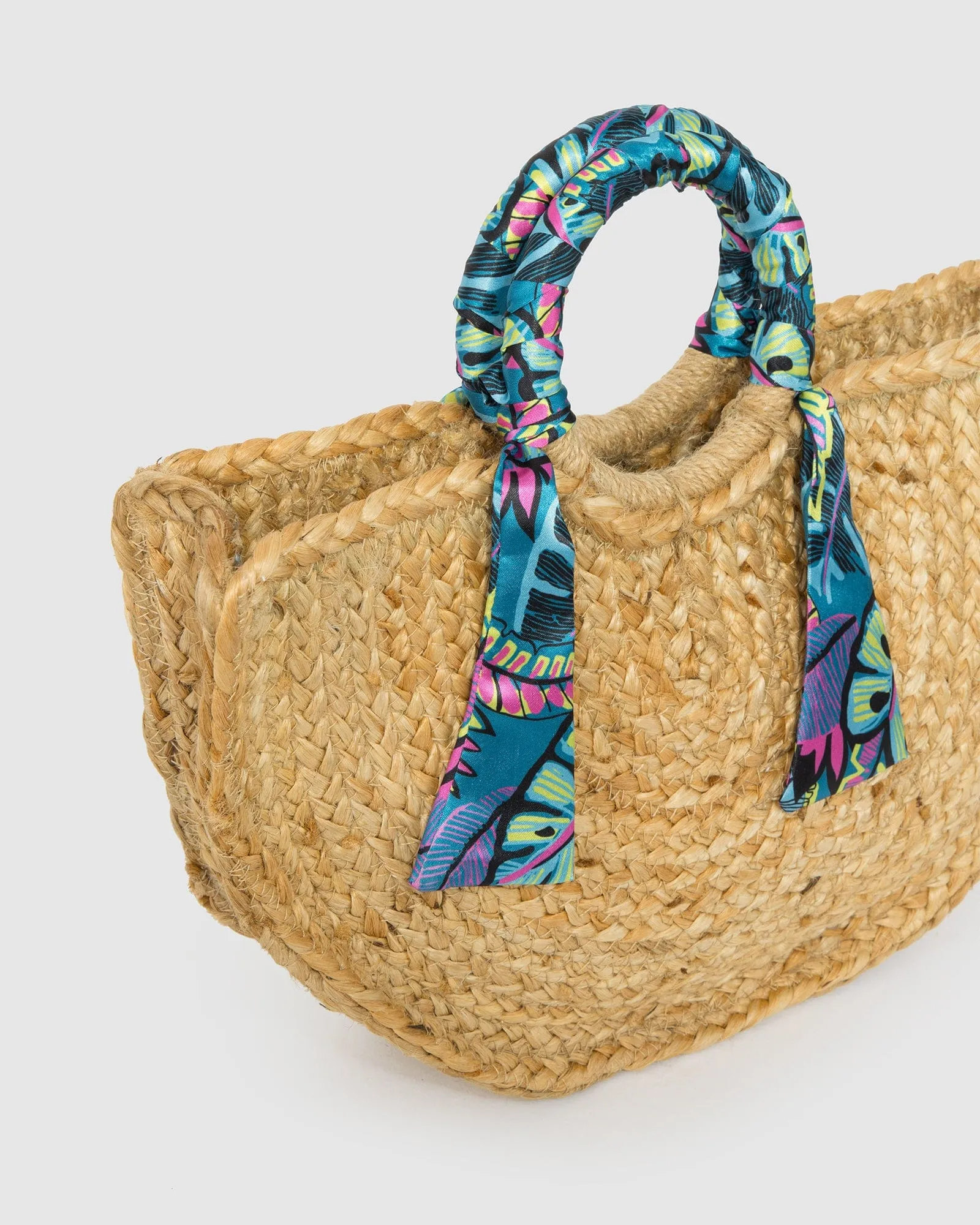 Natural Versonia Scarf Straw Tote Bag