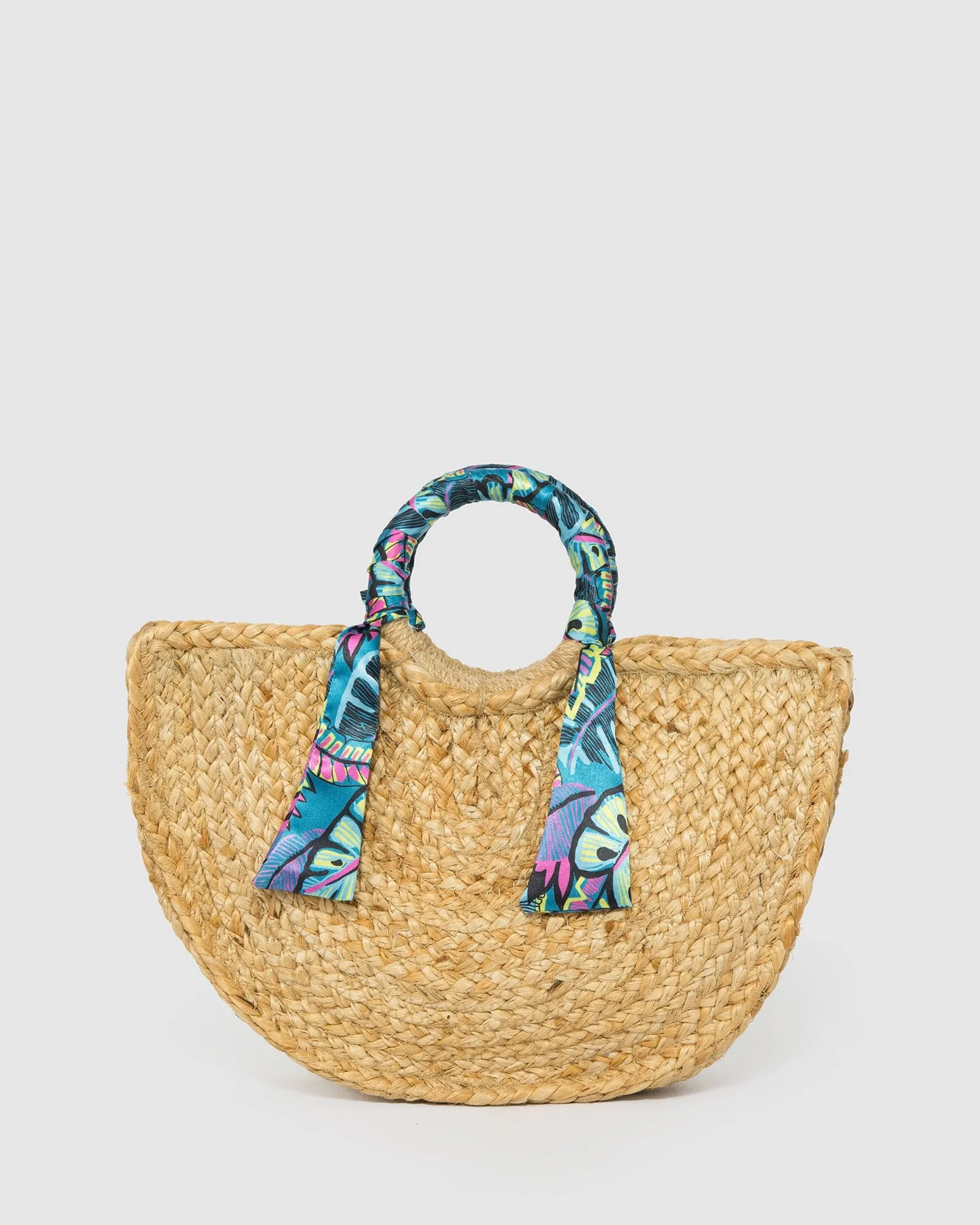 Natural Versonia Scarf Straw Tote Bag