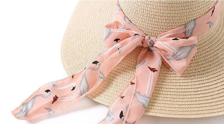 New Summer Female Sun Hat Bow Ribbon Panama Beach Hats For Women Chapeu Feminino Sombrero Floppy Straw