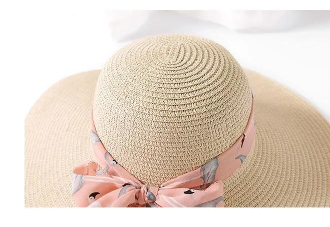 New Summer Female Sun Hat Bow Ribbon Panama Beach Hats For Women Chapeu Feminino Sombrero Floppy Straw