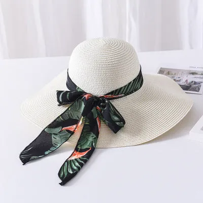 New Summer Female Sun Hat Bow Ribbon Panama Beach Hats For Women Chapeu Feminino Sombrero Floppy Straw