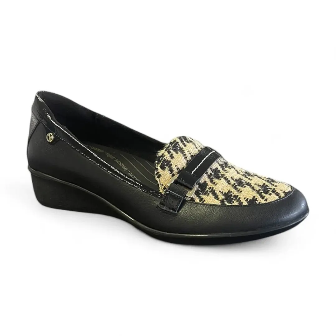 Revere Montmarte Women's Wedge Loafer Shoes In Houndstooth