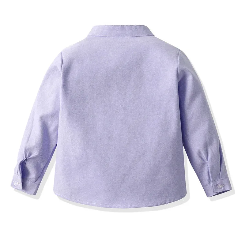 Spring Fall New Children Boys Dress Shirts Kids Long Sleeve Formal Tops Toddler Girls Blouse Clothing