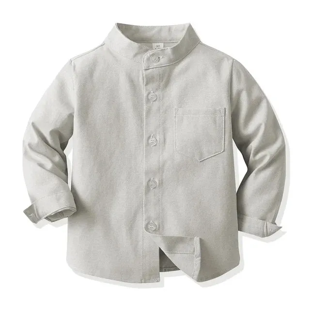 Spring Fall New Children Boys Dress Shirts Kids Long Sleeve Formal Tops Toddler Girls Blouse Clothing