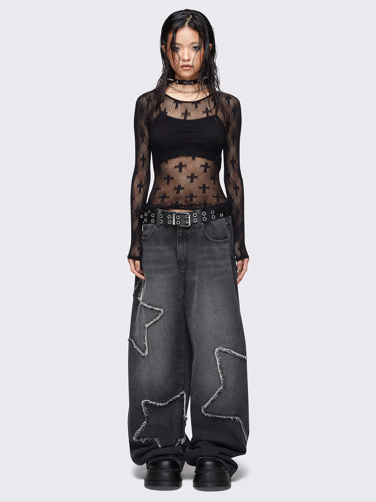 Starburst Black Baggy Jeans