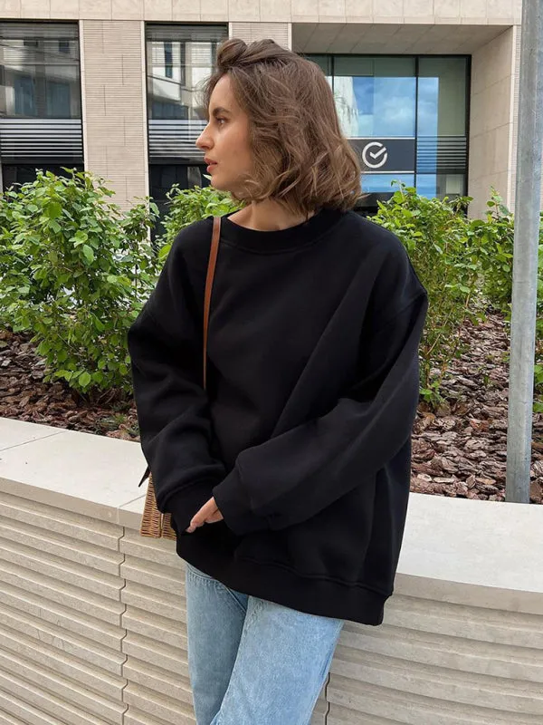 TastyHottie - Feminine Round neck polar fleece casual fashiononable loose sweatshirt