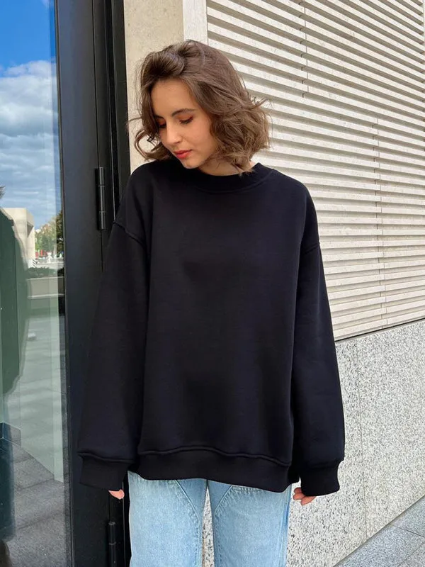 TastyHottie - Feminine Round neck polar fleece casual fashiononable loose sweatshirt