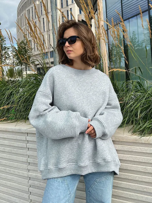 TastyHottie - Feminine Round neck polar fleece casual fashiononable loose sweatshirt