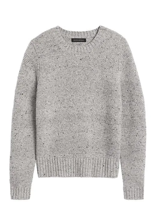 Textured-Stripe Sweater in Light Gray