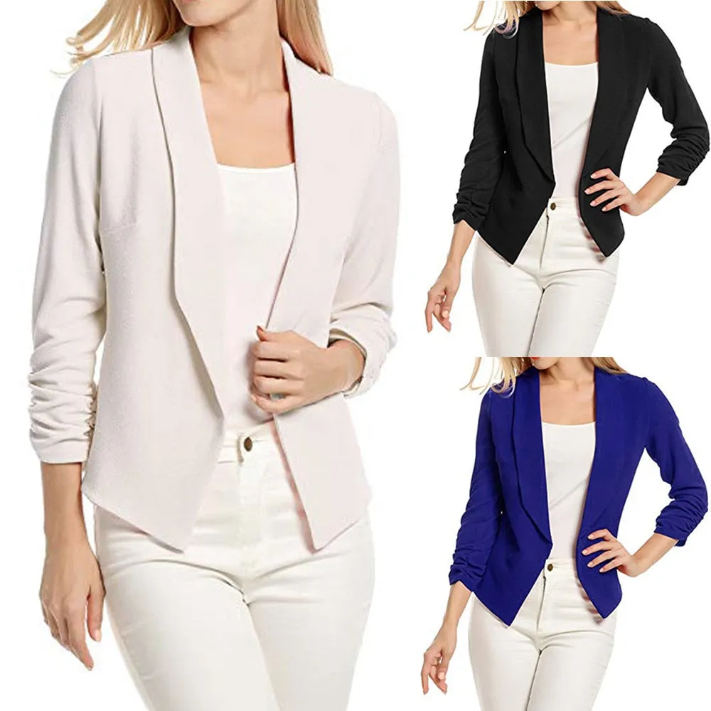 Trendy Casual Ladies' Slim Fit 3/4 Sleeve Blazers For Office