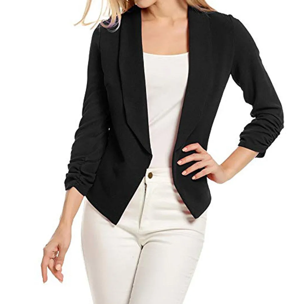 Trendy Casual Ladies' Slim Fit 3/4 Sleeve Blazers For Office