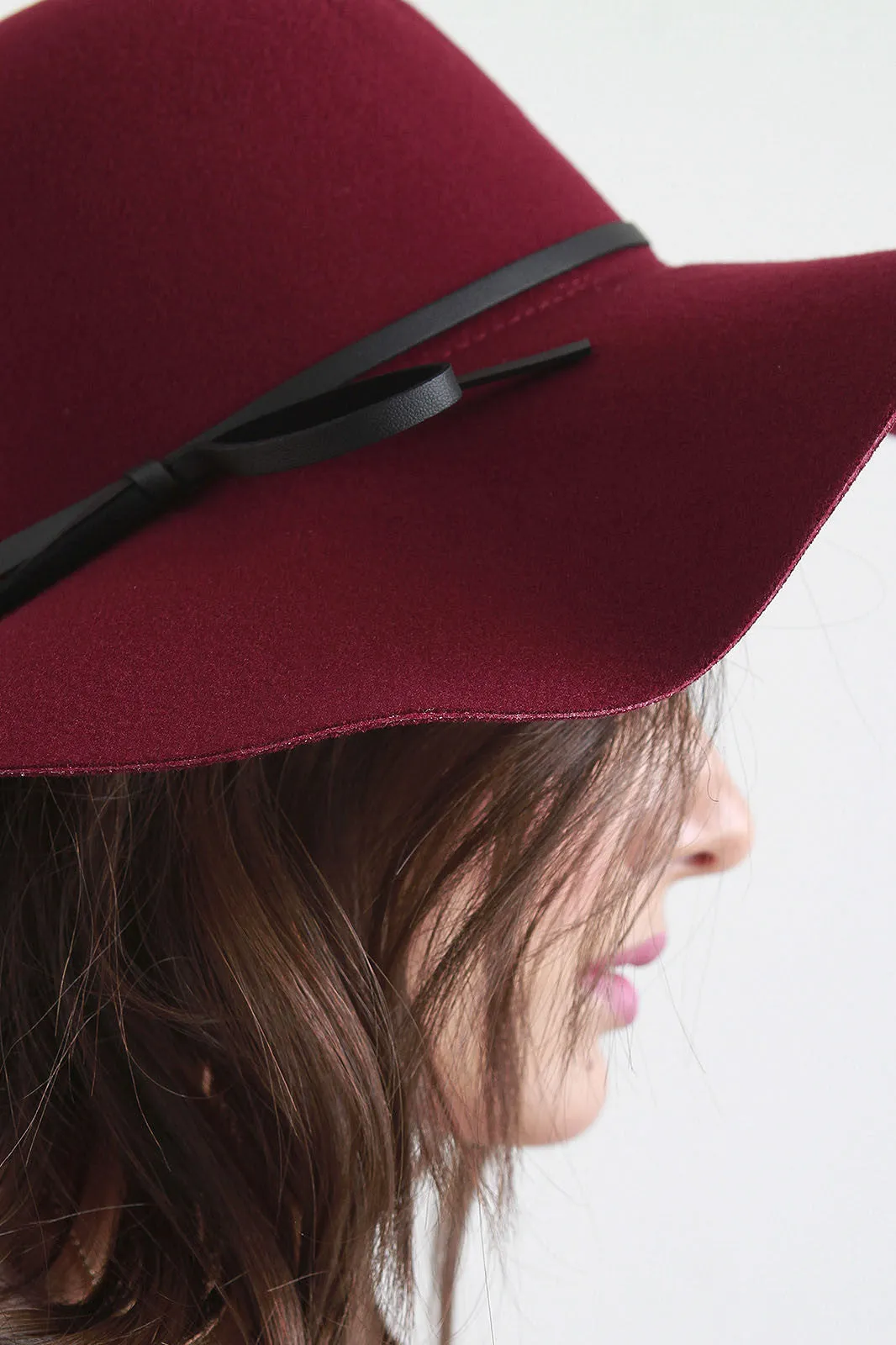 Vegan Leather Strap Floppy Hat