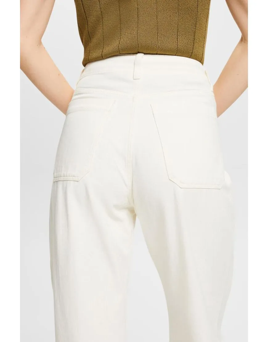 Wide leg twill Pants White