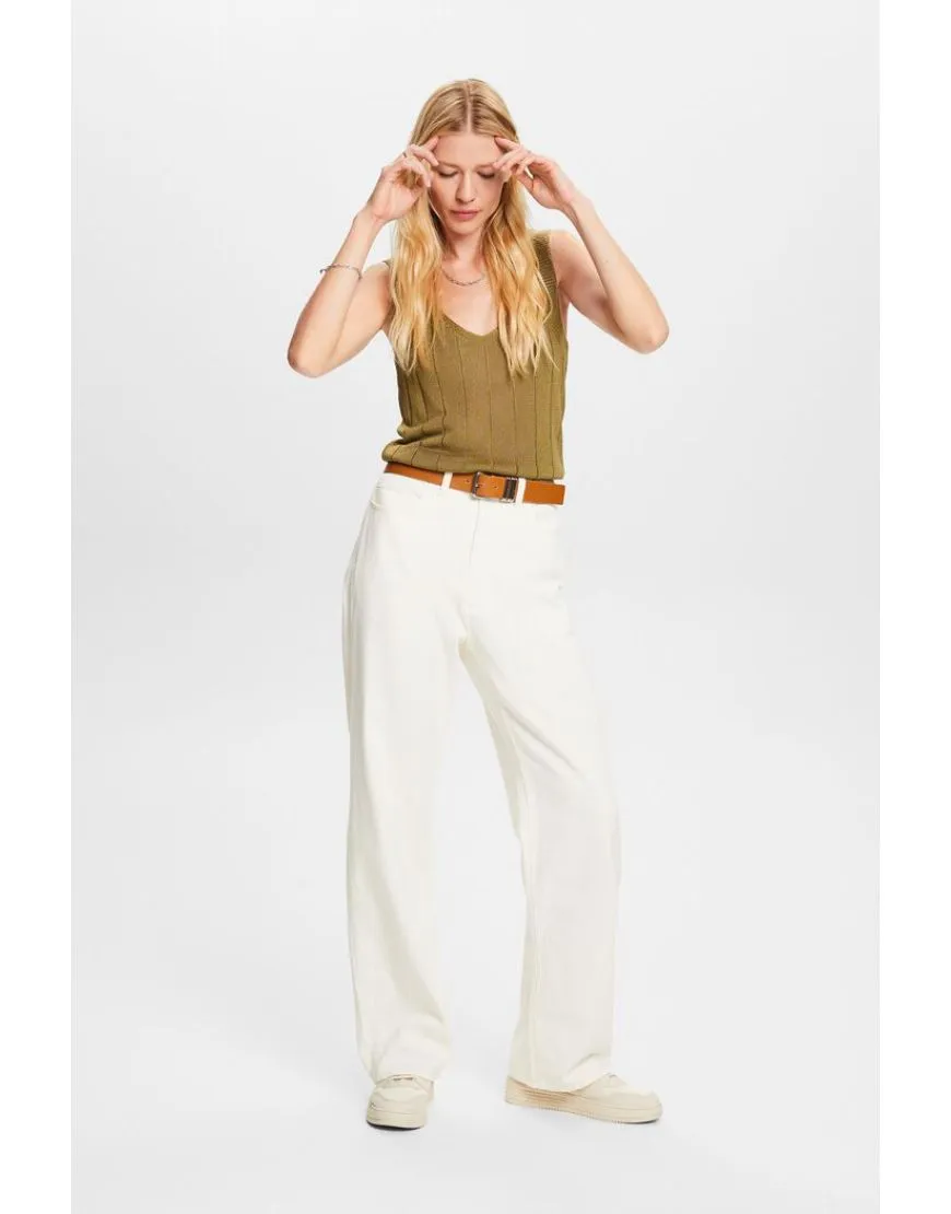 Wide leg twill Pants White