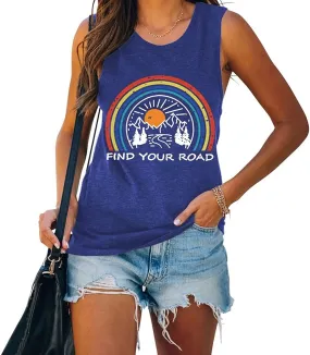 Women Find Your Road Tank Top Summer Funny Travel Vacation Shirt