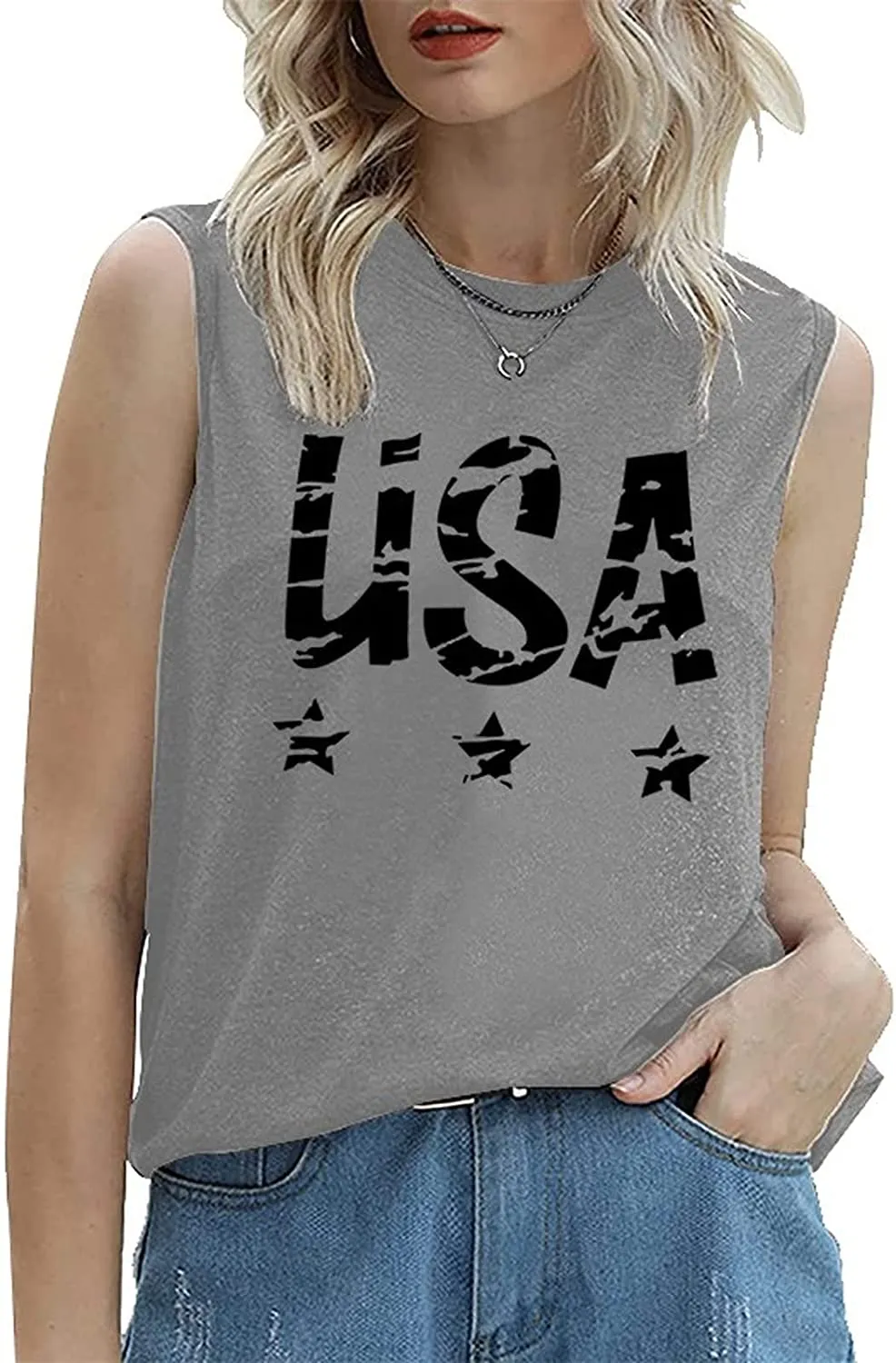 Women Patriotic Tank Tops July 4th American Flag Shirt