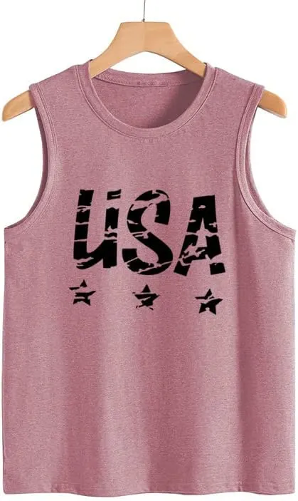 Women Patriotic Tank Tops July 4th American Flag Shirt