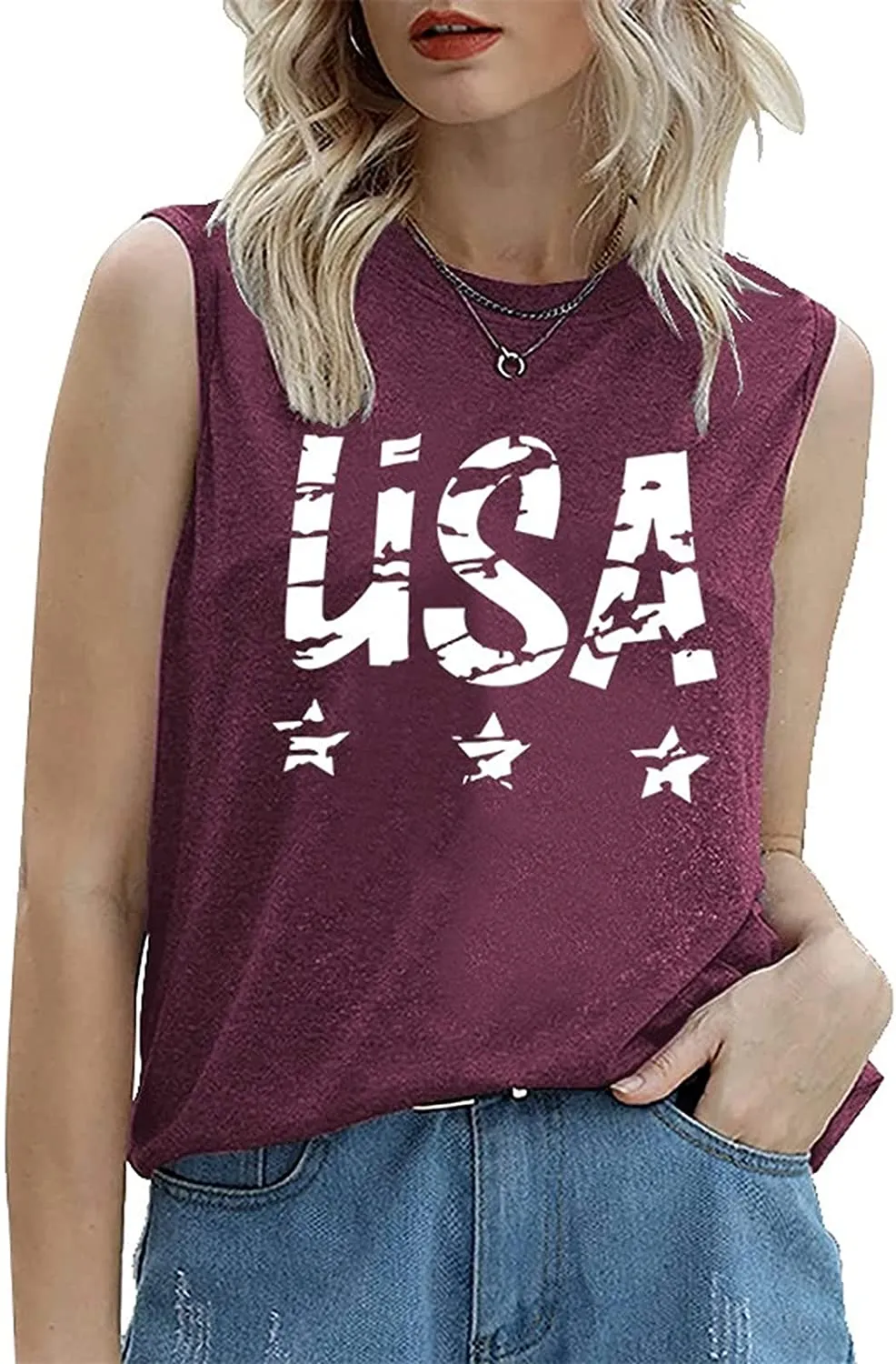 Women Patriotic Tank Tops July 4th American Flag Shirt