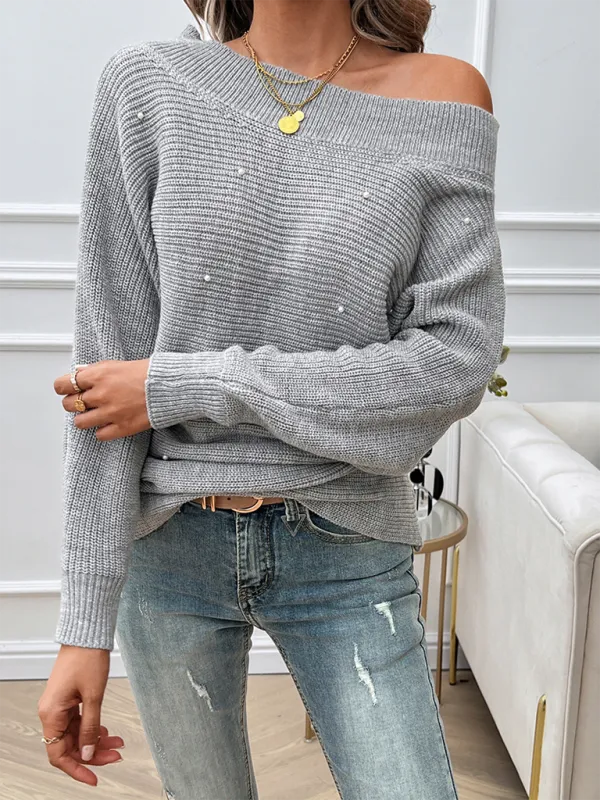 Women's casual loose solid color long sleeve sweater