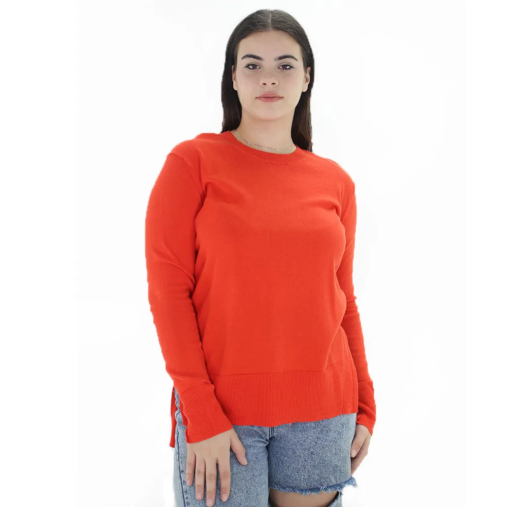 Women's Fleece Plain Solid Sweaters,Orange