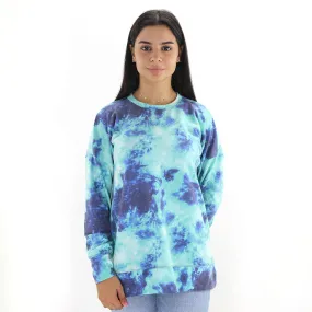 Women's Washed Printed Sweaters,Aqua