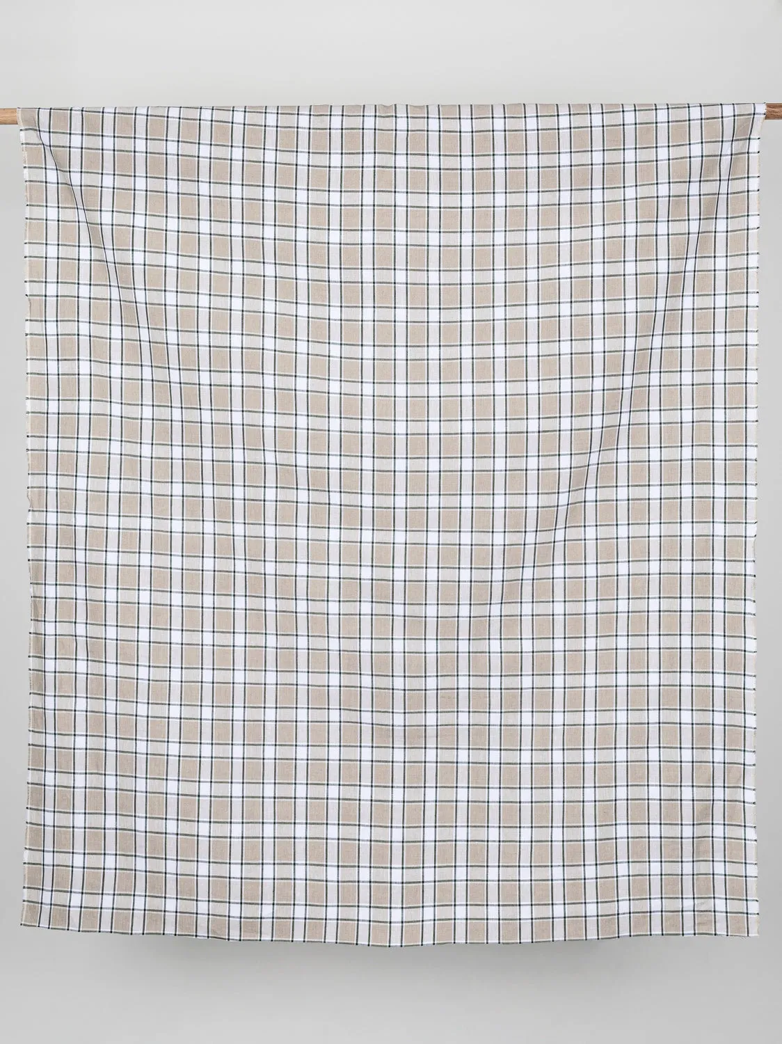 Yarn Dyed Plaid Irish Linen Suiting Deadstock - Beige   Green   White - Swatch