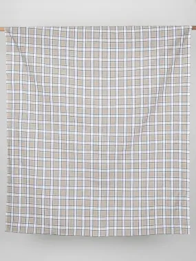 Yarn Dyed Plaid Irish Linen Suiting Deadstock - Beige   Green   White - Swatch